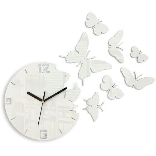 Stenske ure METULJ WHITE HMCNH003-white (moderna stenska ura) Slike