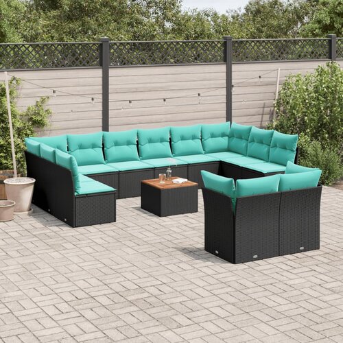  13-dijelni set vrtnih sofa s jastucima poliratan crni Cijene