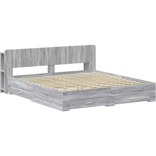  Okvir kreveta s pohranom s uzglavljem Siva Sonoma 200 x 200 cm Slike