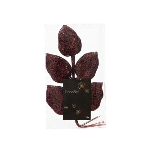 Dekordom novogodi&amp;scaron;nji cvet - glitter leaf 1pcs 36cm 029320 - bordoaux - kmg ( 041540 ) Slike