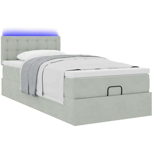 VidaXL Okvir kreveta s madraca svijetlosivi 100x200 cm bar&amp;scaron;unasti Slike
