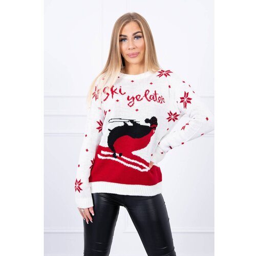 Kesi Christmas motif sweater ecru Cene