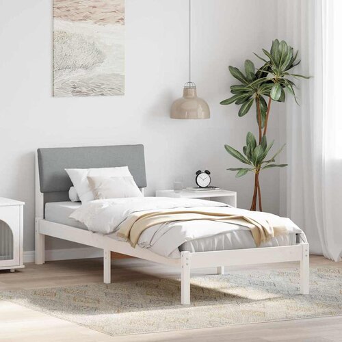  Okvir kreveta s uzglavljem Bijela i svijetlosiva 80 x 200 cm Cene