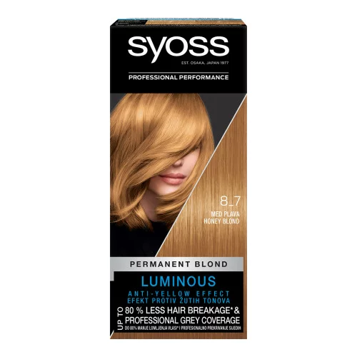 Syoss barva za lase - Permanent Coloration - 8_7 Honey Blond