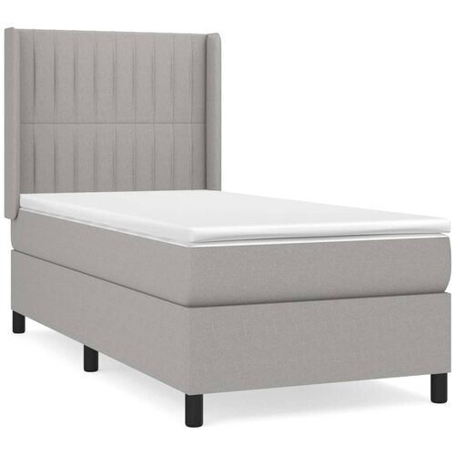 VidaXL Box spring postelja z vzmetnico svetlo siva 90x200 cm blago, (20791615) Slike