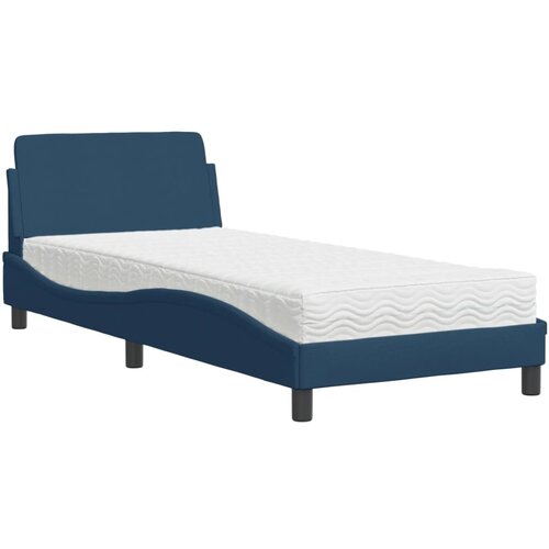 VidaXL Postelja z vzmetnico modra 90x190 cm blago, (21165993) Slike