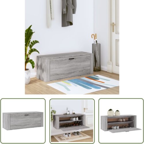 The Living Store Omarica za čevlje siva sonoma 100x35x38 cm inženirski les - Stenska Omarica Za Čevlje, (21744598) Cene