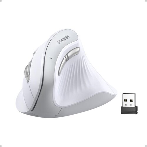 Ugreen brezžična ergonomska vertikalna mi&amp;scaron;ka z Bluetooth in Wi-Fi povezavo - bela Slike