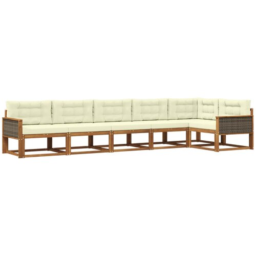 vidaXL Zunanja garnitura za sedenje z blazino 6 pcs Naravna in smetana, (5000281632) Cene