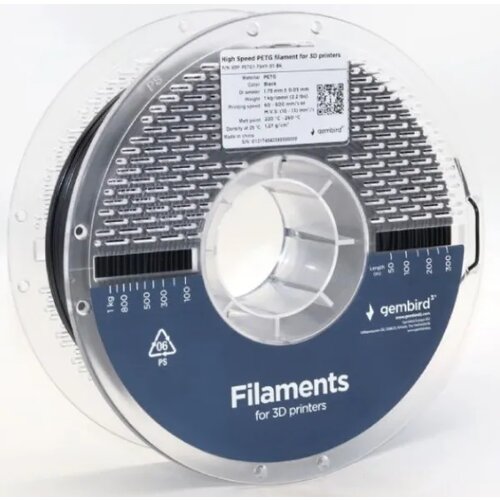 Gembird 3DP-PETG1.75HY-01-BK PETG filament velike brzine za 3D&amp;scaron;tampač 1.75mm, kotur 1KG BLACK Slike