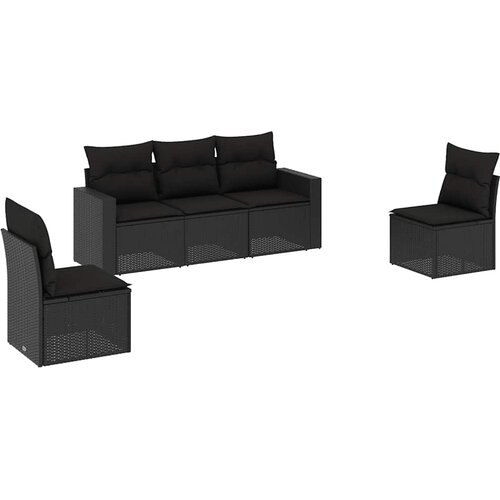 5-dijelna vrtna garnitura od poliratana s jastucima crna 66 x 62 x 69 cm Slike