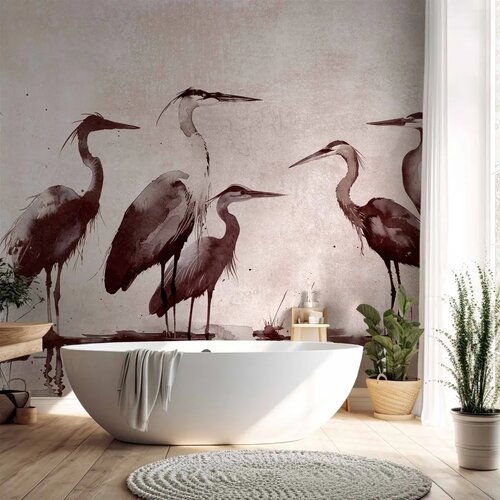  Foto tapeta - Herons painted with ink 350x256 Vodootporna Slike