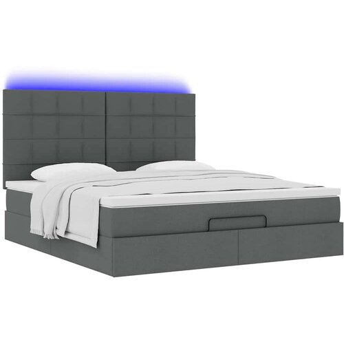 VidaXL Otomanski krevet s madracem i LED tamnosivi 180x200cm tkanine Slike
