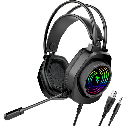 Oem Swissten, 3,5 mm žične igralne slušalke z mikrofonom in lučkami RGB 2,1 m kabla, Črna, (5000220085) Cene