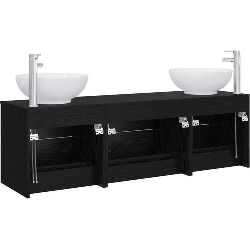 Set namje&amp;scaron;taja za kupaonicu 3 kom. Crna 49,5 x 44,5 x 65 cm Slike