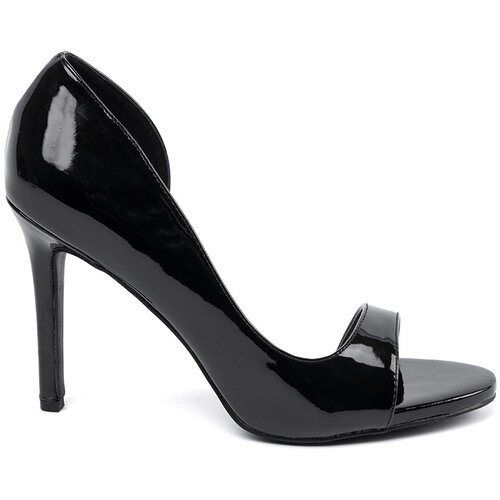 GOODIN Lacquered open-toe pumps black Slike
