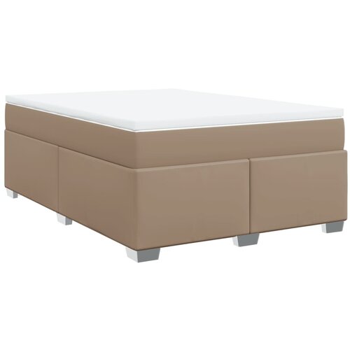 VidaXL Krevet s oprugama i madrac cappuccino 140x190cm od umjetne kože Slike