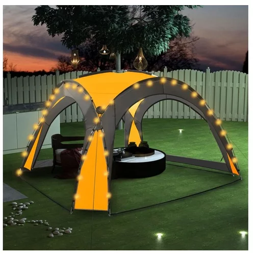 Den vrtni šotor z LED lučmi in 4 stranicami 3,6x3,6x2,3 m rumen
