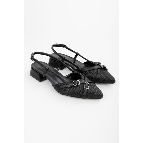 Shoeberry Women's Callie Black Belt Buckle Ballerina Cene