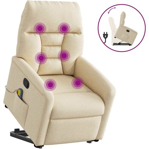 vidaXL Masažni naslanjač s funkcijo vstajanja krem blago Cene