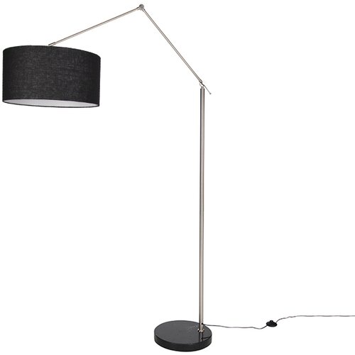 QAZQA Vloerlamp staal verstelbaar met zwarte kap 50cm - Editor Cene