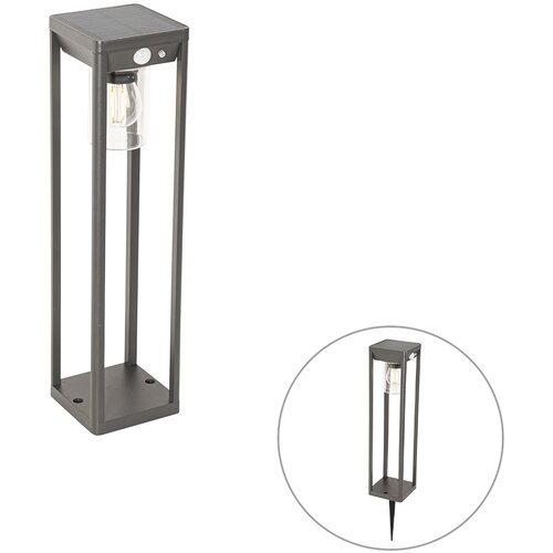 QAZQA Zunanji stebriček temno siv 40 cm z LED in solarom - Sonne Cene