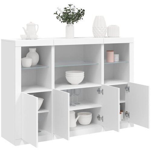  The Living Store Komoda z LED diodami 3 kosi bel inženirski les - Komoda, (21502224) Slike