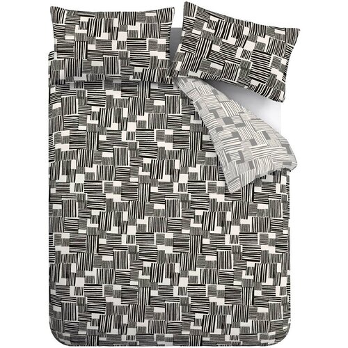 Catherine Lansfield Crna/siva posteljina za bračni krevet 200x200 cm Blocks &amp;ndash; Slike