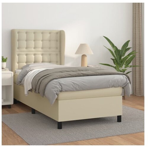  Boxspring - Krevet s oprugama i madracem krem 80 x 200 cm od umjetne kože - Krema 80 x 200 cm gumbi Cijene
