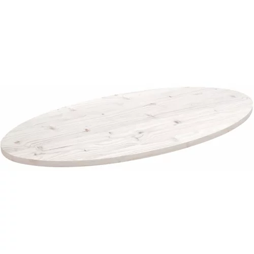  Ploča za stol bijela 100x50x2 5 cm od masivne borovine ovalna