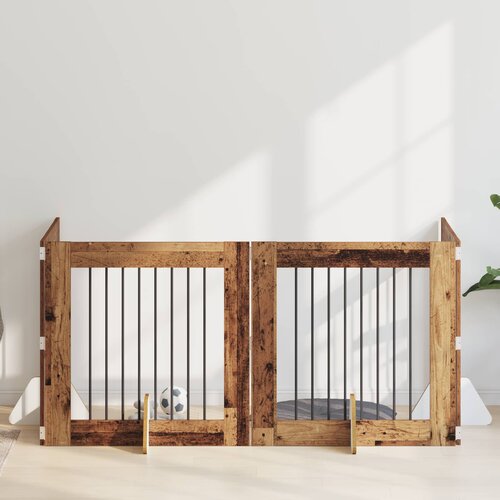  Vrata za pse s postoljem 4 pcs Staro drvo 80 x 80 cm Cene