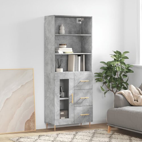 vidaXL Visoka komoda betonsko siva 69,5x34x180 cm inženirski les Cene