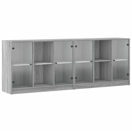 Maison Chic Knjižna omara - Knjižni regal z vrati siva sonoma 204x37x75 cm inženirski les, (21724529) Slike