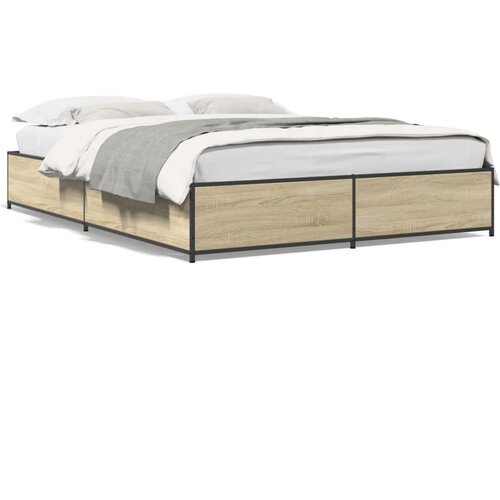 Okvir za krevet boja hrasta 120x190cm konstruirano drvo i metal Slike