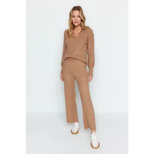 Trendyol Camel Care Collection Knitwear Top and Bottom Set