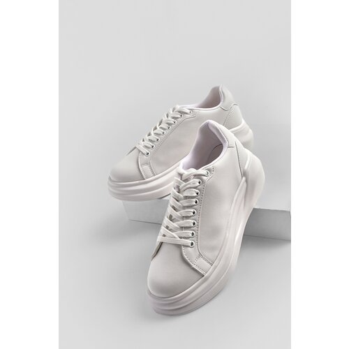 Marjin Women's Sneakers High-Sole Lace-Up Sneakers Bekor white Cene