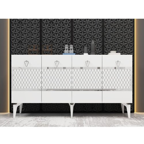 Woody Fashion Ipek - White, Silver WhiteSilver Console Cene