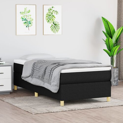 VidaXL Box spring postelja z vzmetnico črn 90x190 cm blago Slike