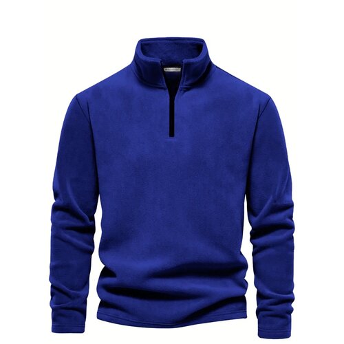 Dewberry 49143 Half Zipper Stand Collar Mens Fleece-BLUE Slike
