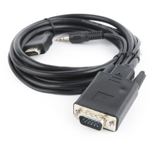 Gembird A-HDMI-VGA-03-6 HDMI to VGA and audio adapter cable, single port, 1,8m, black adapter Slike
