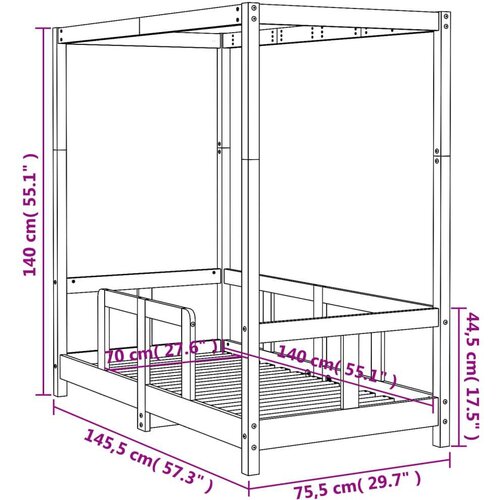  Za dječji krevet bijeli 70 x 140 cm od masivne borovine Slike