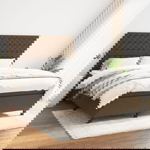 The Living Store Box spring postelja z vzmetnico temno rjav 140x190 cm blago - Box Spring Postelja, (21520145) Cene