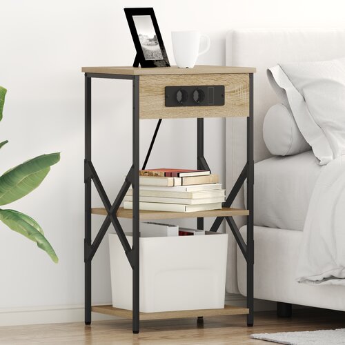 VidaXL Nočna omarica sonoma hrast 41 x 31 x 76 cm Konstruiran les Slike