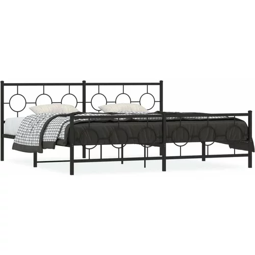 Metalni Kovinski posteljni okvir z vzglavjem in vznožjem črn 193x203 cm, (21056853)