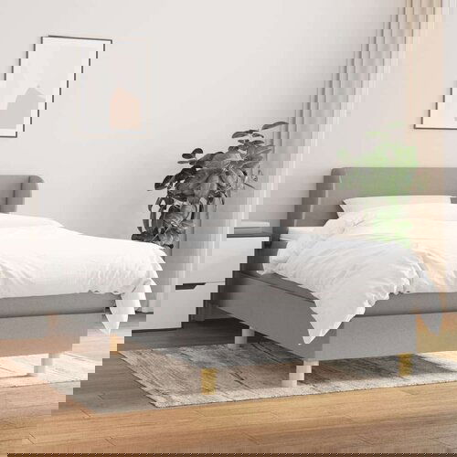  Box spring postelja z vzmetnico svetlo siva 90x200 cm blago, (20789982) Slike