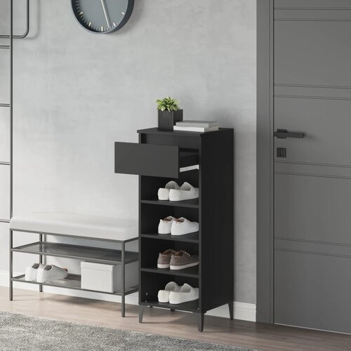  Stalak za cipele crni 40 x 36 x 105 cm od konstruiranog drva Slike