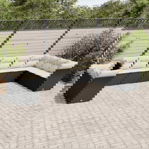 vidaXL 10-dijelni set vrtnih sofa s jastucima crni od poliratana Cijene