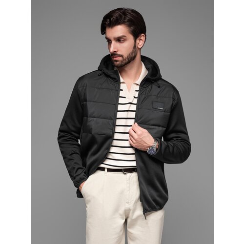 Ombre Lightweight colorful men&amp;#039;s sports jacket with fleece - brown and navy blue Slike