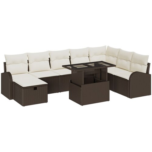 vidaXL Set od 9 vrtnih sofa s jastučićima smeđa poli ratan Cijene