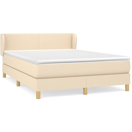 VidaXL Box spring postelja z vzmetnico krem 140x200 cm blago, (20894162) Slike